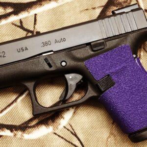 Purple Tractiongrips Tenacious Series custom grip tape installed on a Glock 42