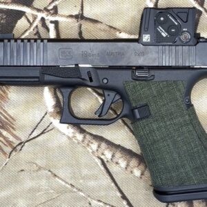Dark olive linen textile grip tape installed on Glock 19 Gen6 COA