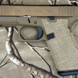 Tractiongrips custom Mojave Tan Textile grip tape overlay installed on Glock 43X